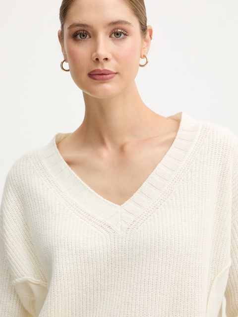 United Colors of Benetton sweter z dodatkiem wełny damski kolor beżowy 126WD402Z - zdjęcie produktu nr 2