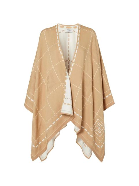 FENDI patterned poncho - Neutrals - zdjęcie produktu nr 1