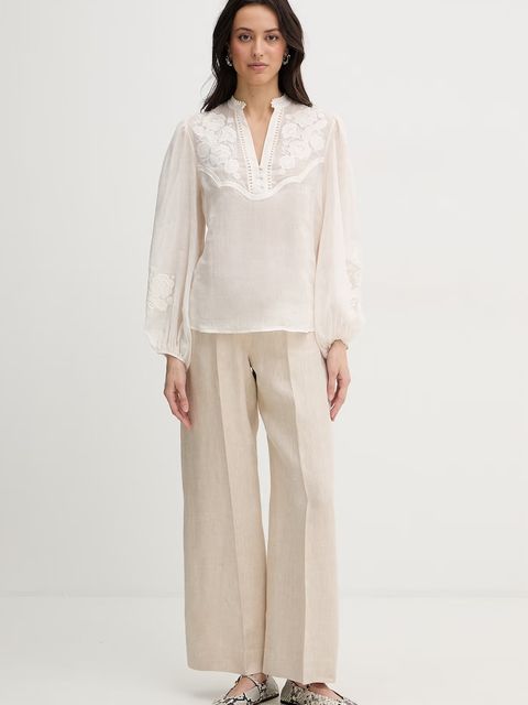 Weekend Max Mara spodnie damskie lniane MALIZIA - zdjęcie produktu nr 1