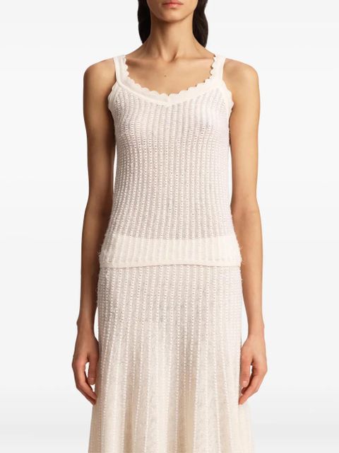 KHAITE Ennio scalloped tank - White