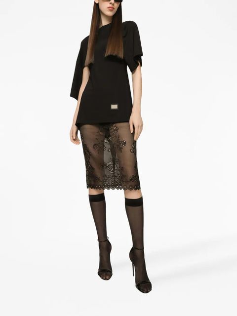 Dolce & Gabbana asymmetric logo-plaque T-shirt - Black