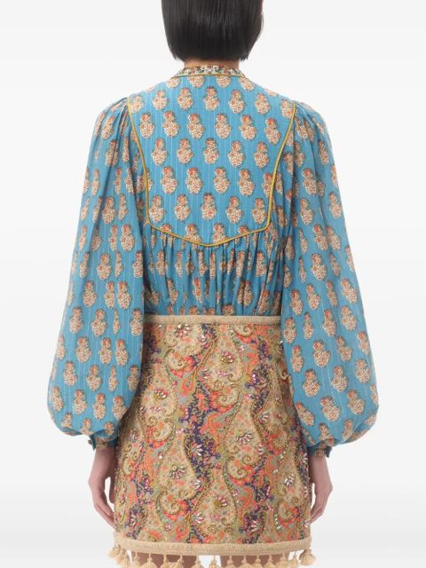 Valentino Garavani Petales d'Amour-print lurex top - Blue