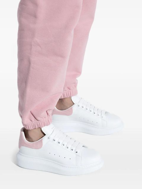 Alexander McQueen Oversized leather crocodile-effect heel sneakers - White