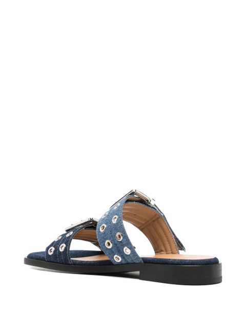 GANNI buckle-detail double-strap sandals - Blue