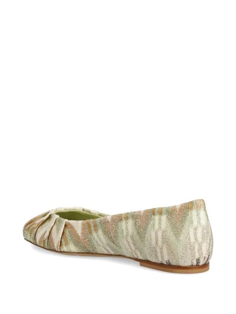 Missoni pleated-front ballerinas - Green