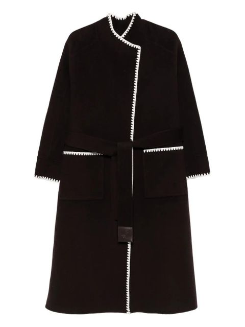 Maje scallop-trimmed belted coat - Brown - zdjęcie produktu nr 1