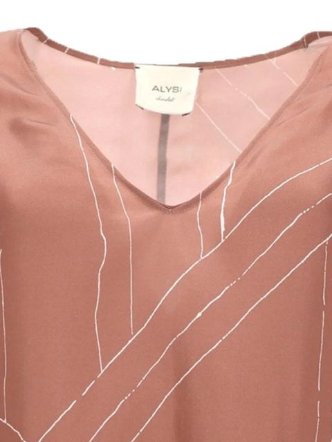 Alysi abstract-print V-neck top - Brown - zdjęcie produktu nr 2