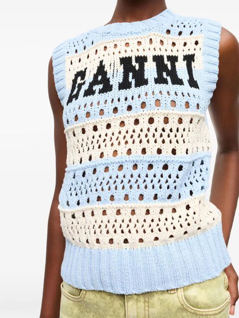 GANNI striped knit tank top - Blue
