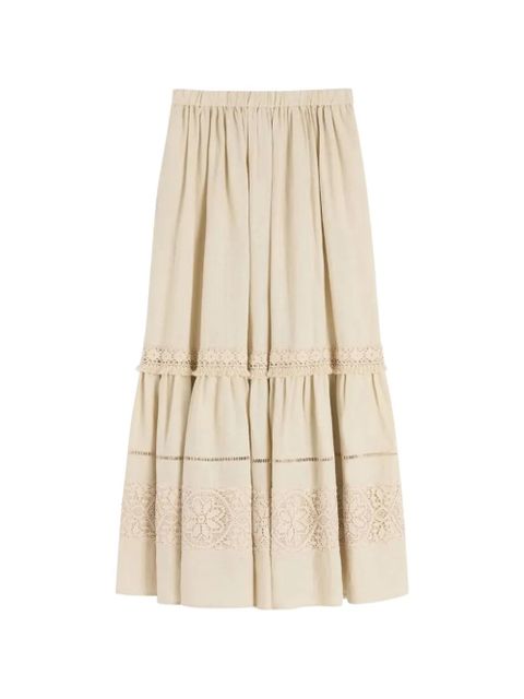 Weekend Max Mara Pallore lace-trim fringed midi skirt - Neutrals - zdjęcie produktu nr 1