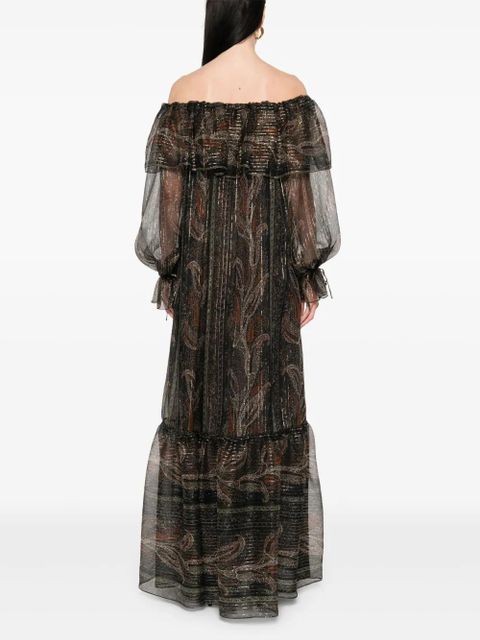 Saint Laurent paisley muslin maxi dress - Black