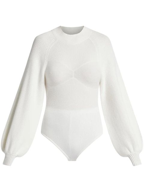 FARM Rio puff sleeves knitted top - White - zdjęcie produktu nr 1