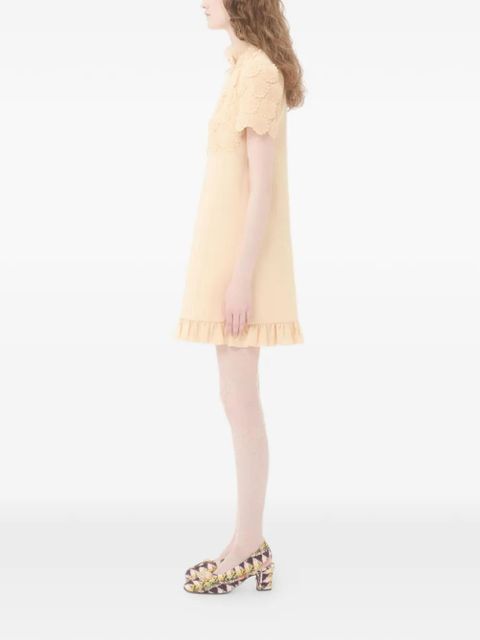 Valentino Garavani lace-embellished ruffled mini dress - Neutrals