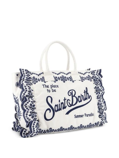 MC2 Saint Barth broderie anglaise ruffled tote bag - White