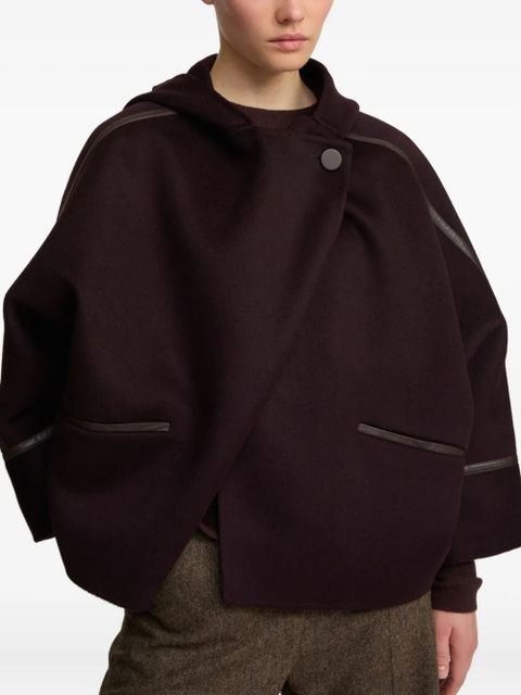 Yves Salomon hooded leather-trimmed jacket - Red - zdjęcie produktu nr 1