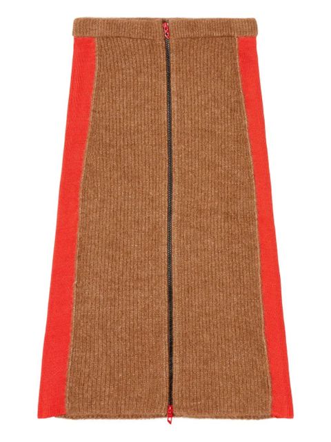 Diesel ribbed side-stripes zip-front midi straight skirt - Brown - zdjęcie produktu nr 1