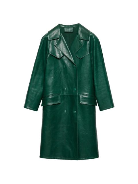 Prada double-breasted leather coat - Green - zdjęcie produktu nr 1