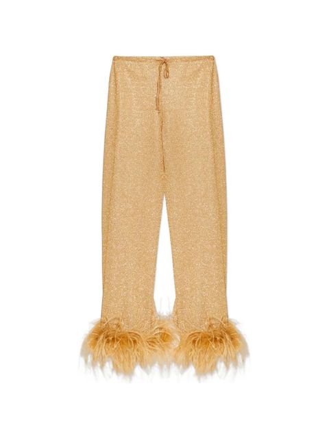 Oséree feather-trim trousers - Gold - zdjęcie produktu nr 1