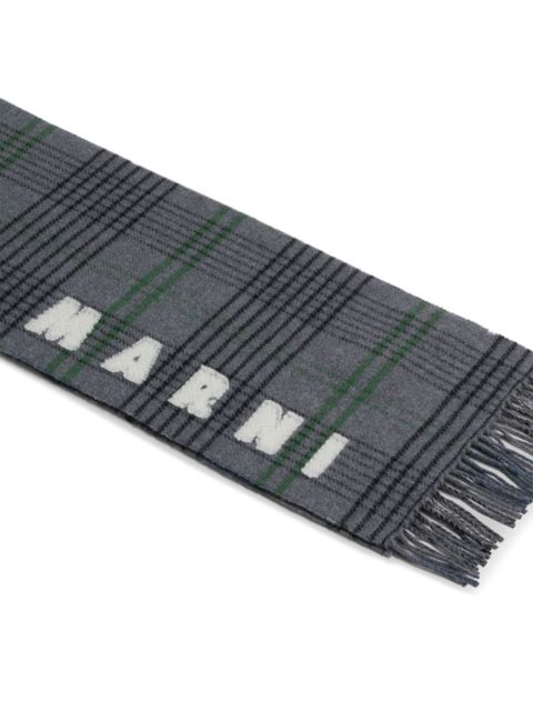 Marni intarsia-knit logo scarf - Grey
