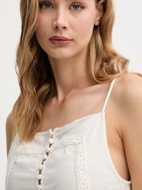 Hoss Intropia sukienka z domieszką lnu kolor beżowy maxi rozkloszowana 8229131