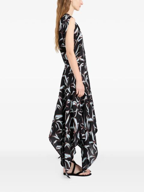 Proenza Schouler Sybella matelassé-effect asymmetric midi dress - Black