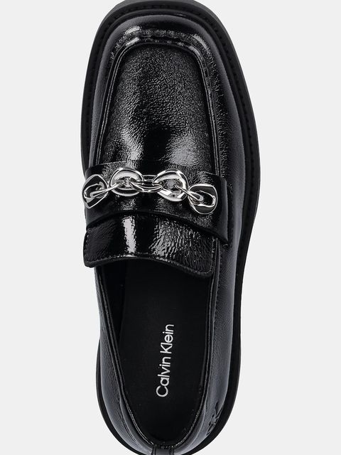 Calvin Klein mokasyny skórzane CHUNKY LOAFER HDW LTH damskie kolor czarny na platformie YW0YW02044
