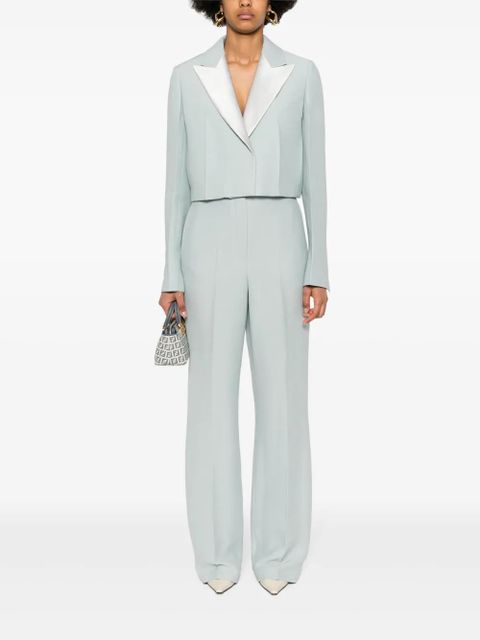 FENDI cropped contrast-panel blazer - Blue
