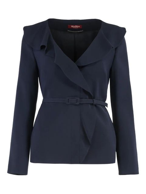 Max Mara Galizia ruffled-trim belted jacket - Blue - zdjęcie produktu nr 1
