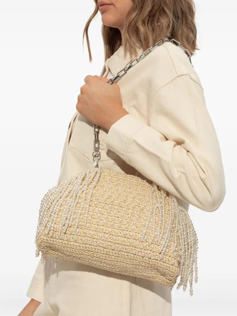 Self-Portrait pearl-embellished tote bag - Neutrals