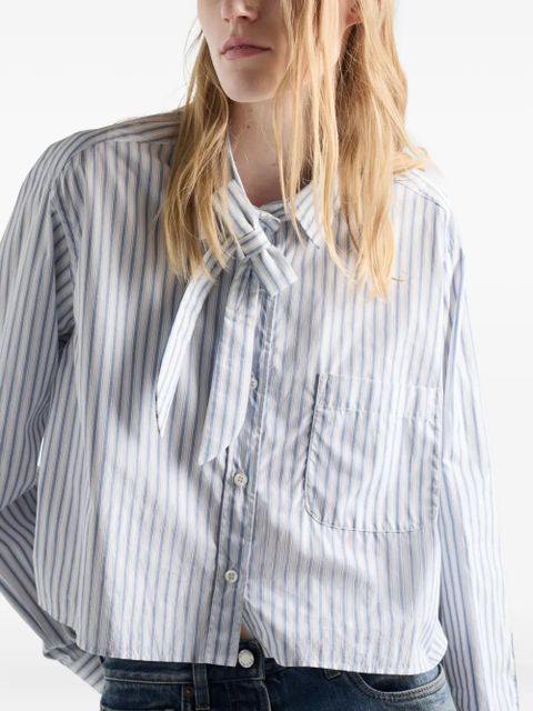 Prada striped tie-neck shirt - Blue