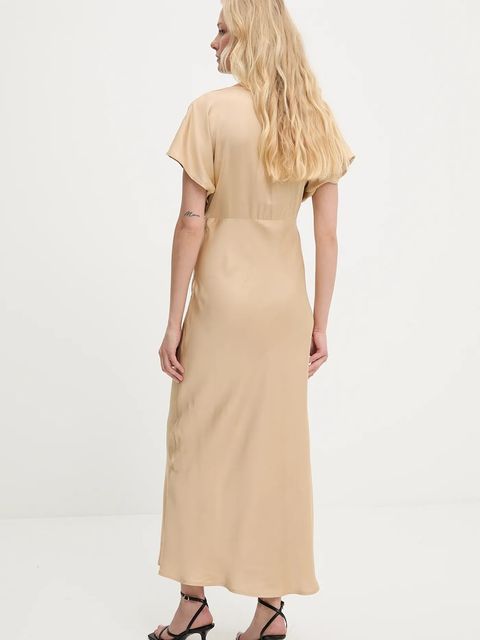 Answear.LAB sukienka kolor beżowy maxi rozkloszowana