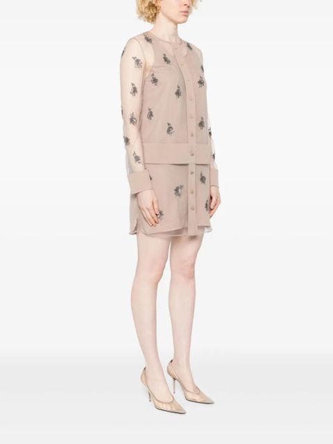 FENDI embroidered tulle mini dress - Neutrals