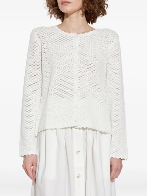 Posse crochet-detail buttoned cardigan - White