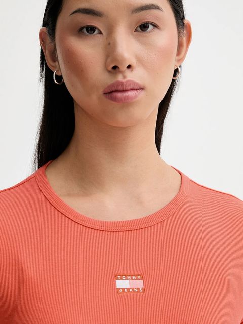 Tommy Jeans t-shirt damski kolor pomarańczowy DW0DW17881