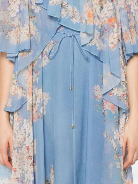 ZIMMERMANN floral-print ruffled dress - Blue