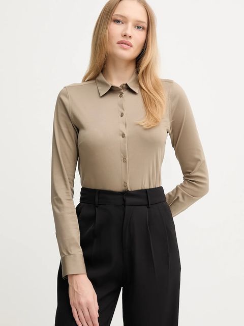 Mos Mosh koszula bawełniana damska kolor zielony regular z kołnierzykiem klasycznym - zdjęcie produktu nr 1