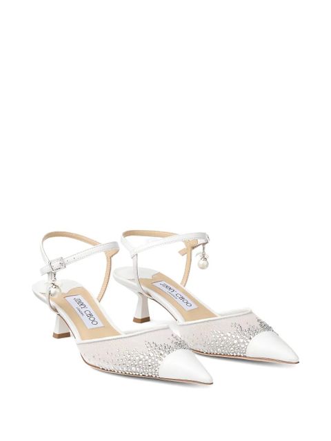 Jimmy Choo 45mm Aren crystal-embellished pumps - White - zdjęcie produktu nr 2