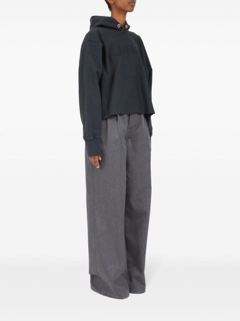 Maison Margiela logo-embroidered cotton hoodie - Grey - zdjęcie produktu nr 2