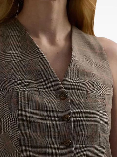Lauren Ralph Lauren checked button-fastening waistcoat - Green