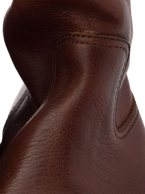 Prada Vintage-effect leather boots - Brown