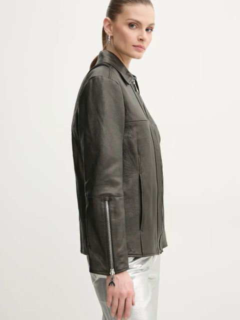 Patrizia Pepe kurtka skórzana kolor czarny przejściowa 8O0160 L143