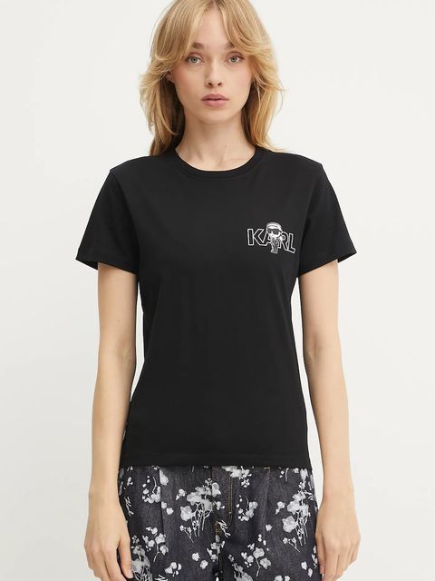 Karl Lagerfeld t-shirt bawełniany IKON damski kolor czarny A3W17085 - zdjęcie produktu nr 1