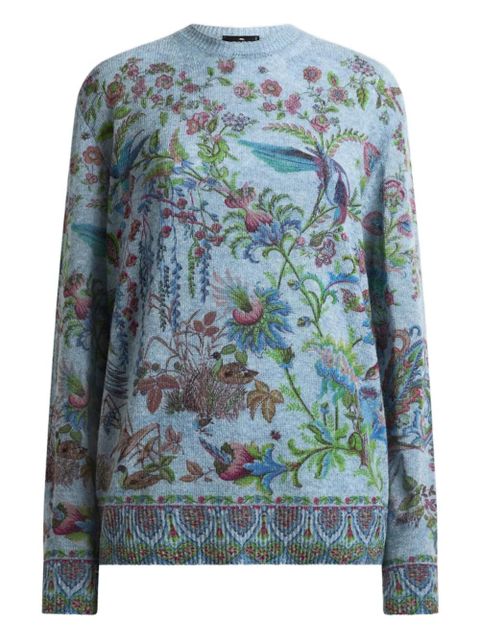 ETRO flora fauna-motif crew-neck sweater - Blue - zdjęcie produktu nr 1