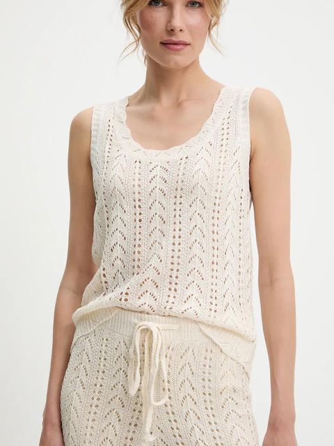 Answear.LAB bluzka i spodnie bawełniane damski kolor beżowy