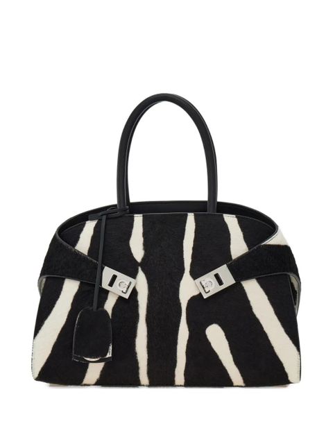 Ferragamo zebra print buckle hug tote bag - Black - zdjęcie produktu nr 1