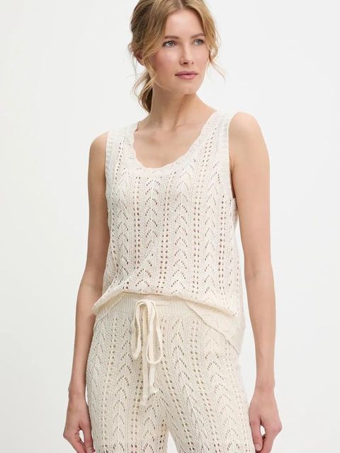 Answear.LAB bluzka i spodnie bawełniane damski kolor beżowy