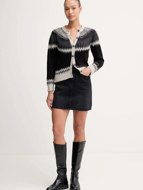 Pepe Jeans kardigan z domieszką wełny damski kolor multicolor PL7000048