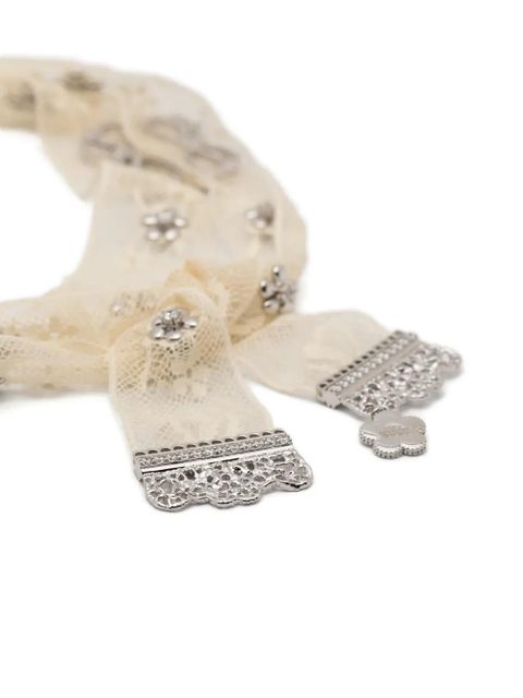 SHUSHU/TONG x Yvmin crystal-embellished lace necklace - Neutrals