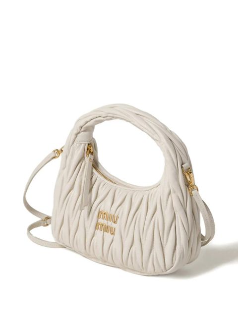 Miu Miu Wander matelassé nappa leather hobo bag - Neutrals