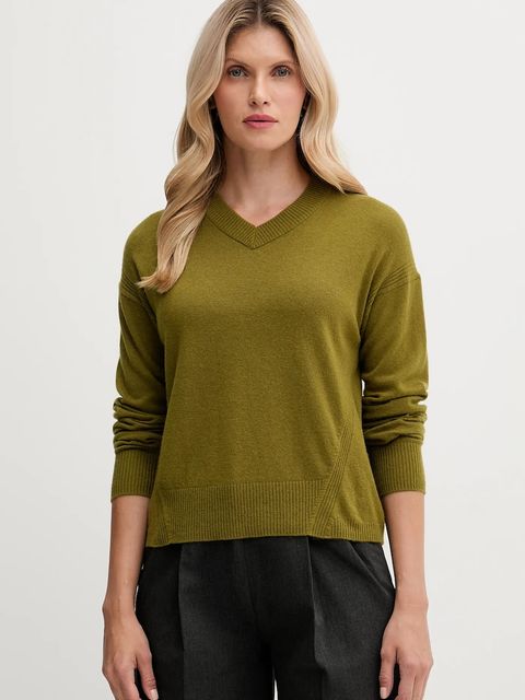 United Colors of Benetton sweter z dodatkiem wełny damski kolor zielony lekki 102HD4032 - zdjęcie produktu nr 1