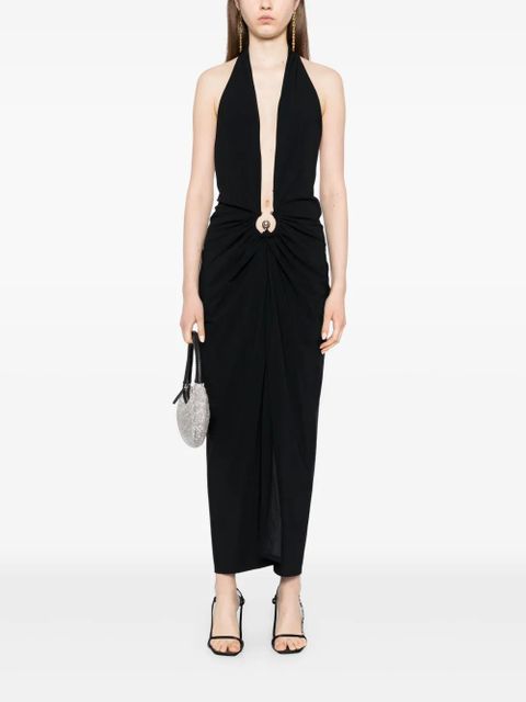 Christopher Esber pierced orbit halter slit dress - Black